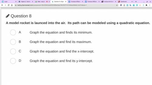 A model rocket is launced into the air. Its path can be modeled using a quadratic equation. What is