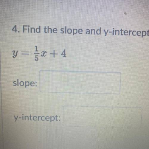 4. Find the slope and y-intercept.
y= 1/5 x + 4