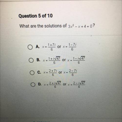 What are the solutions of 3x^2-x+4=0