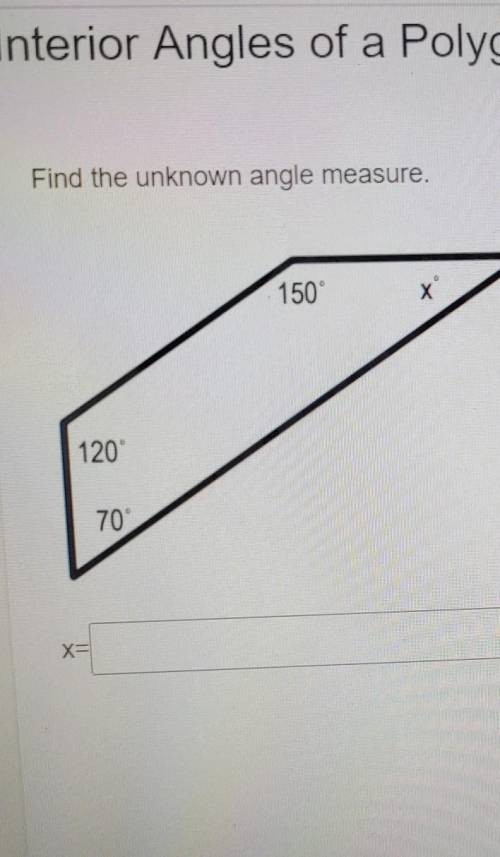 Find the unknown angle measure