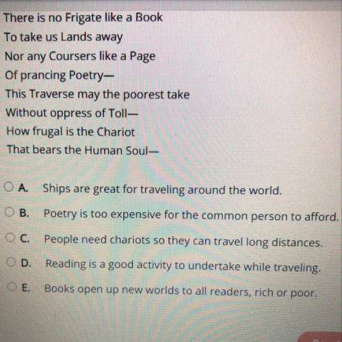 Read “ A Book” by Emily Dickson. What is the main idea of the poem?
