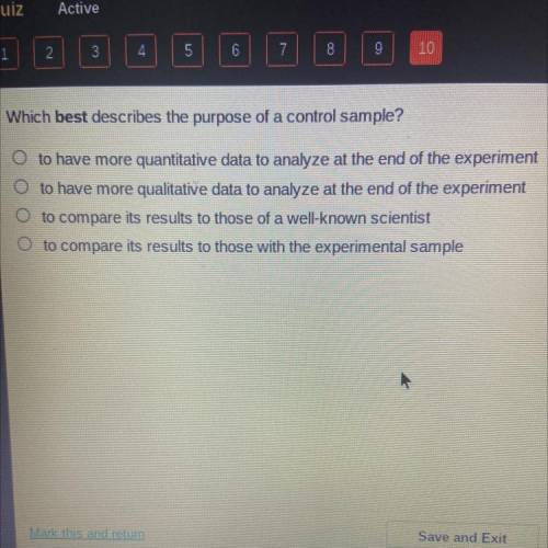 Which bet describes the purpose of a control sample?