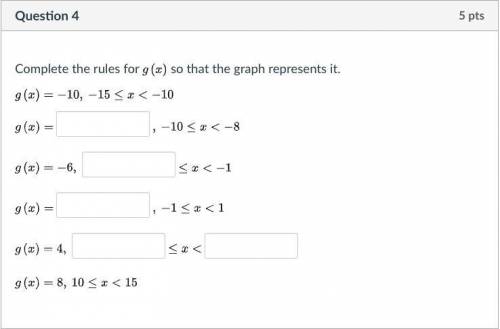 Complete the rules for g (x) so that the graph represents it.