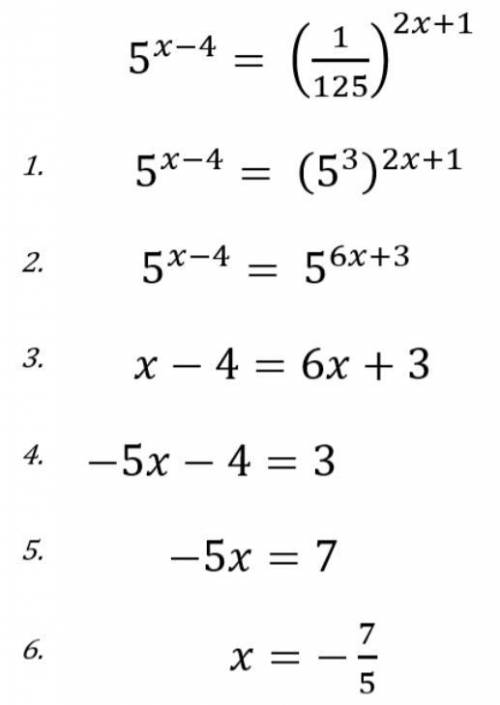 Look at the way the following exponential equation was solved for x.

Somewhere in the steps, an e