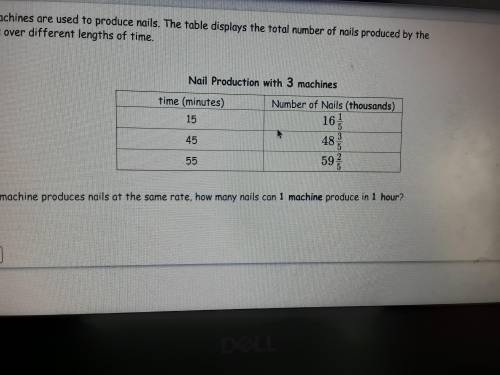 Three machines are used to produce nails. The table display ls the total number of nails produced b
