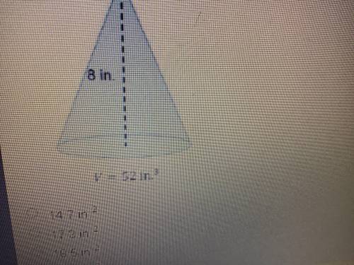 What is the area of the base of the cone below? Round the number to the nearest tenth if necessary.