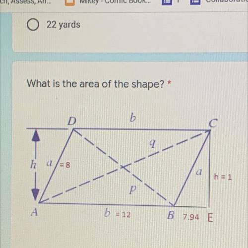 Find area of the shape