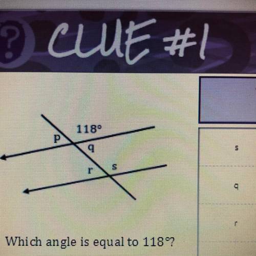 Which angle is equal to 118?