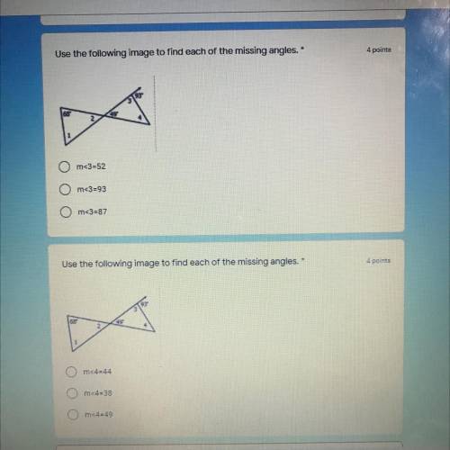 Use the following image to find each of the missing angles. Can someone help me please