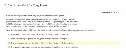 Read the following selection introducing Tony Hawk's Pro Skater video games.

However, credit must