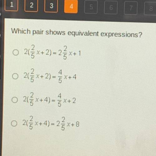 Which pair shows equivalent expressions? Hurry it’s timed