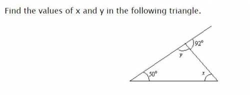 Find the values of x and y in the following triangle