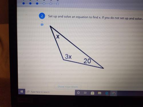 Set up and solve an equation to find x.