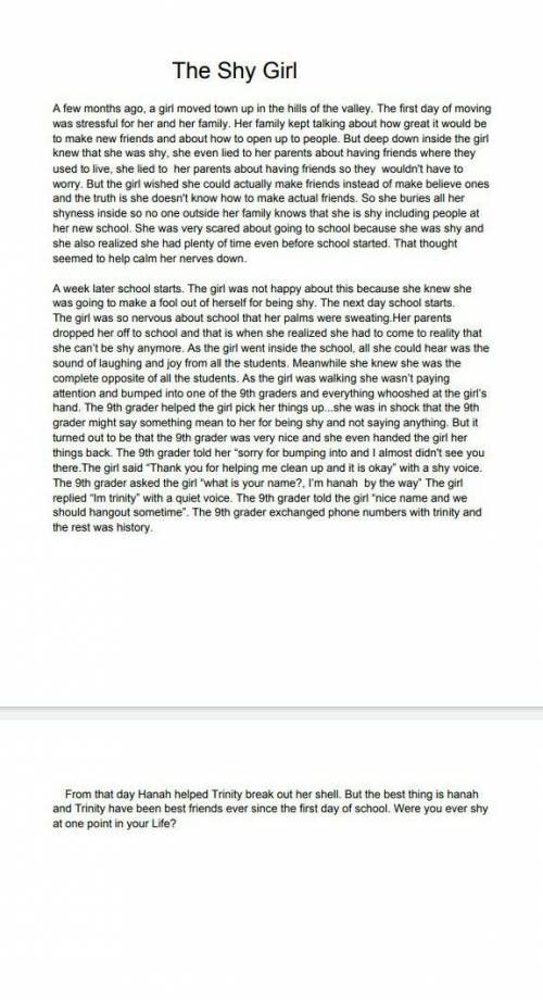 Hi, do you guys like my story that I wrote. I am also going to give brainliest just for fun. :)