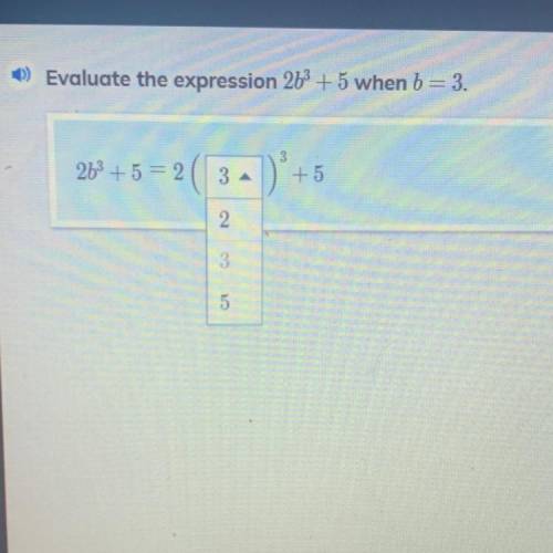 Evaluate the expression 2b3 + 5 when b = 3.