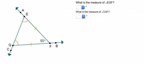 What is the measure of ∠EGF?
°
What is the measure of ∠CGF?