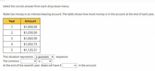 Maite has money in an interest-bearing account. The table shows how much money is in the account at