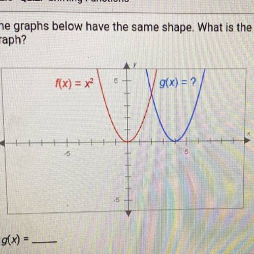 The graphs below have the same shape. What is the equation of the blue

graph?
g(x) = 
A. g(x) = (