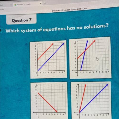 Which system if equations has no solutions?