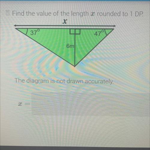 Find the value of the length x rounded to 1 DP.