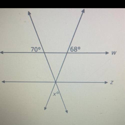 In the figure below, lines w and z are parallel. What is the value of x