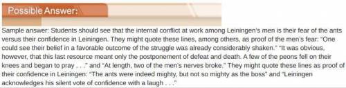 What internal conflict is at work among Leiningen’s men? Explain your answer, using evidence from “