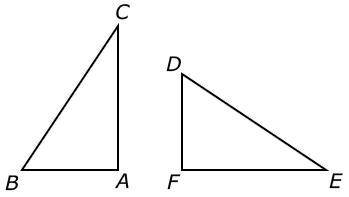 Triangle FDE is a rotation of a scalene triangle ABC.
Which statement is correct?