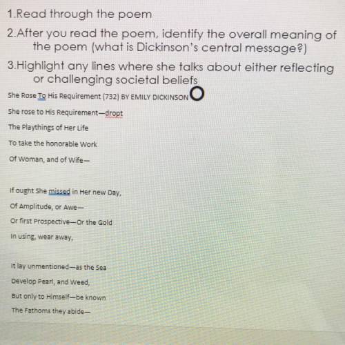 1. Read through the poem

2. After you read the poem, identify the overall meaning of
the poem (wh