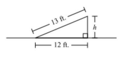 The diagram below represents a ramp and some of its dimensions.

What is the height, h, of the ram