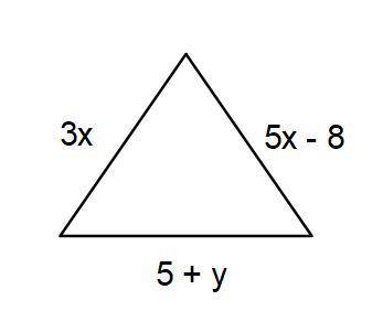 The triangle below is equilateral. That means all the sides are the same length. What is the value