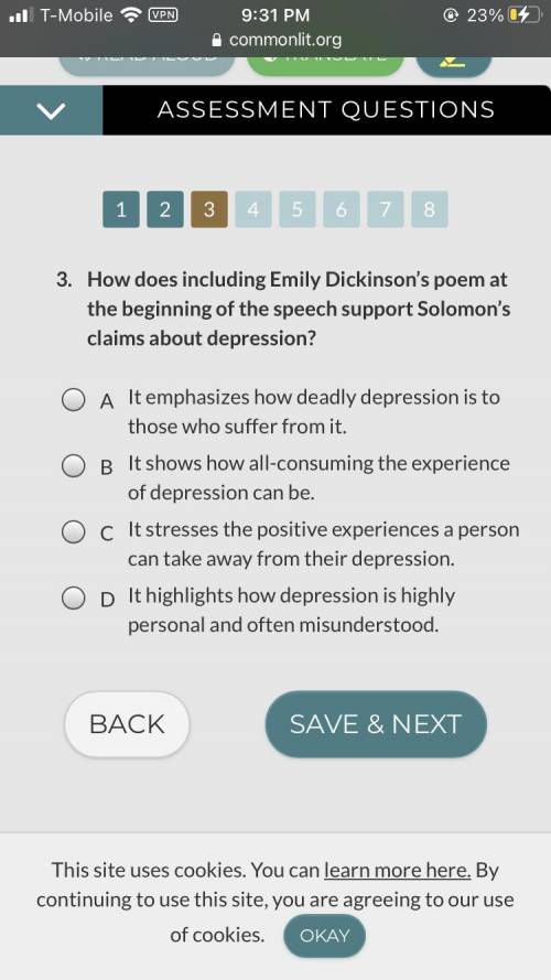 How does including Emily Dickison’s poem at the beginning of the speech supports Soloman’s claims a