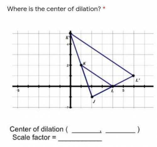 PLEASE HELP !!!

Where is the center of dilation ?
The picture along with question is down below.