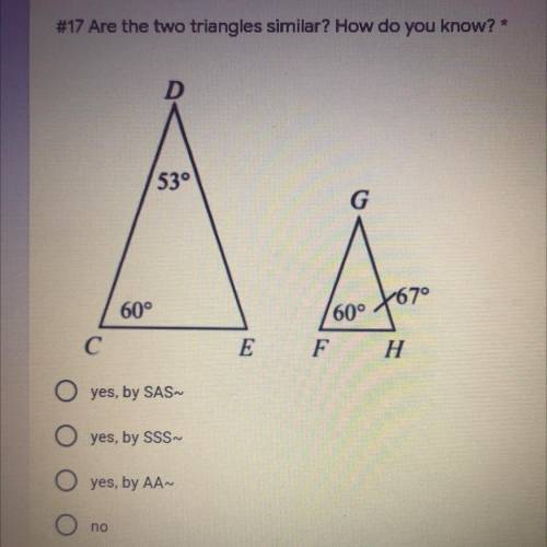 Are the two triangles similar? How do you know?
