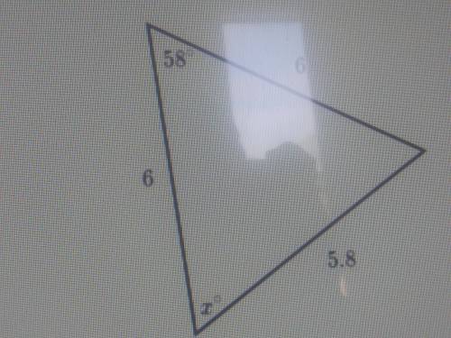 Find the value of x in the triangle below.x = ?
