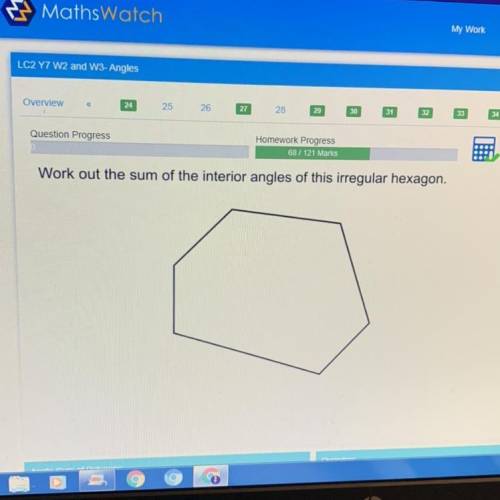 Work out the sum of the interior angles of this irregular hexagon.