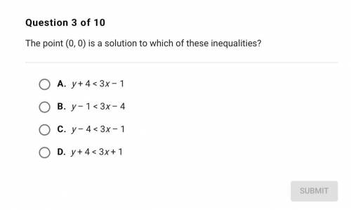 The Point (0,0) is a solution to which of these inequalities?
