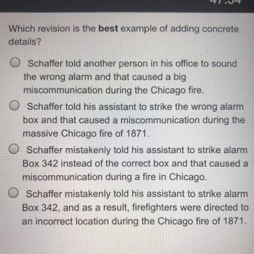 Read the sentence below about the Chicago fire of

1871.
Schaffer told someone else to strike the