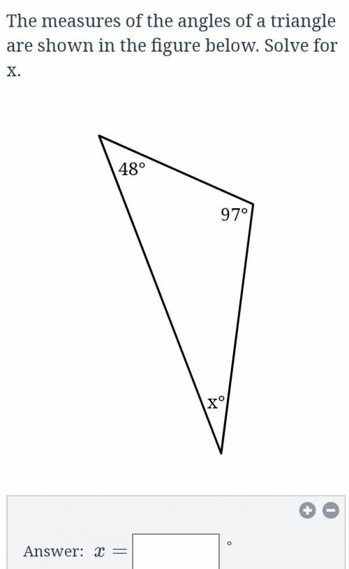 What is the measure of the angles in the triangle shown below.