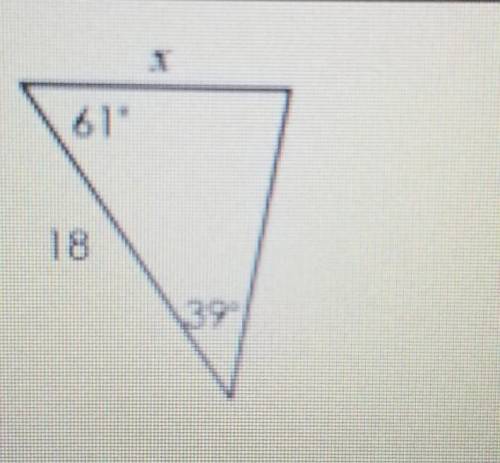 Find the value of x using trigonometry law of sines?
