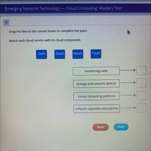 Drag the tiles to the correct boxes to complete the pairs.

Match each cloud service with its clou
