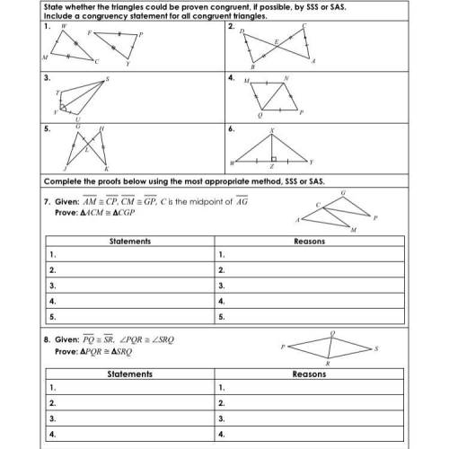 Unit 4: Congruent Triangle 
Homework 5: Congruent triangle proofs SSS & SAS