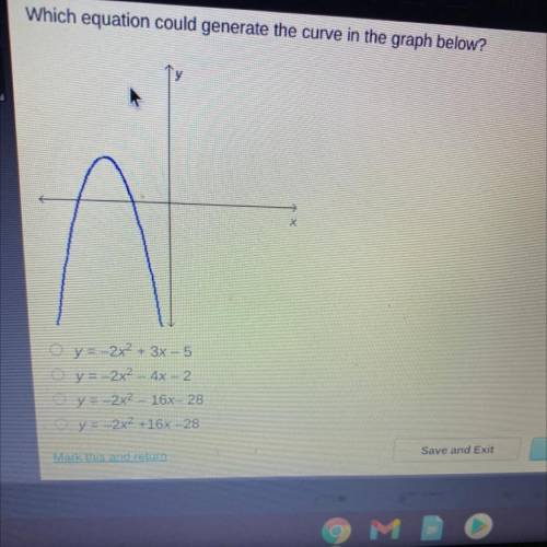 Which equation could generate the curve in a graph below?