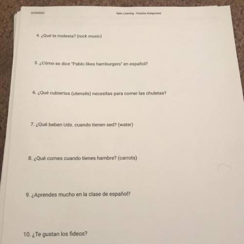 Answers? Please 3.3.8 Spanish Practice 1
