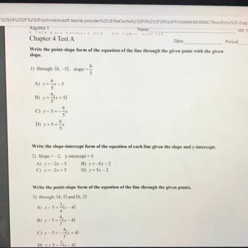 Write the point-slope form of the equation of the line through the given point with the given

slo