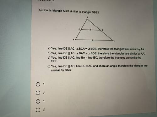 How is Triangle ABC similar to DBE?