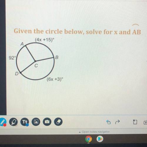 Solve for x and AB! thank you so much!!