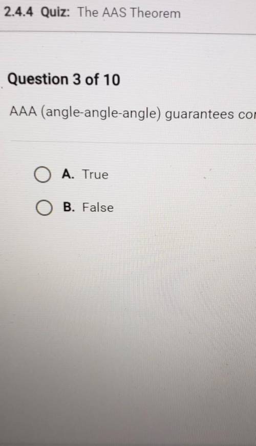 Aaa gurantees congruence between two triangles