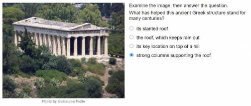 Examine the image, then answer the question. What has helped this ancient Greek structure stand for