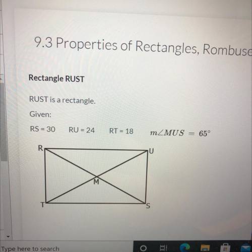 - Properties of Rectangles, Rhombuses, and Squares. 
1. Find m