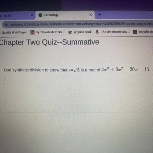 NEED HELP ASAP WILL MARK BRAINLIEST

i added a picture of the question
Use synthetic division to s